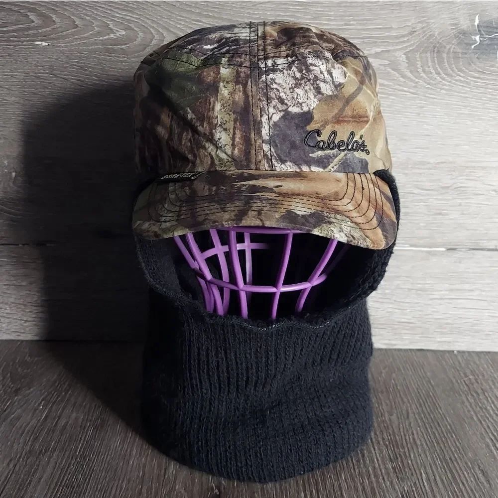 Vtg Cabelas Hunting Face Mask Balaclava Camo Hat Cap Winter Mens Large Retro